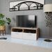 TV Stand Engineered Wood 37.4"x13.8"x14.2" Oak and White_voghion.com