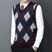 Ärmellose Pullunderweste aus Wollmischung für Herren mit V-Ausschnitt – Klassisches Karo- und Camouflage-Muster, Slim Fit, Freizeitkleidung für den Herbst_voghion.com