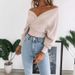 Women's Oversized Knit Sweater Soft Casual Long Sleeve Pullover Top With Lantern Sleeves - Spring Fashion Solid Color Loose Fit Tunic For Daily Wear _voghion.com