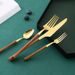 Stoviglie con manico in acciaio inossidabile, vita piccola, venature del legno imitazione, coltello da cibo occidentale, forchetta, set, bistecca, internet_voghion.com