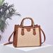 2024 new straw woven color matching hand-held tote one-shoulder cross-body bamboo handle cross-border holiday casual women's bag_voghion.com