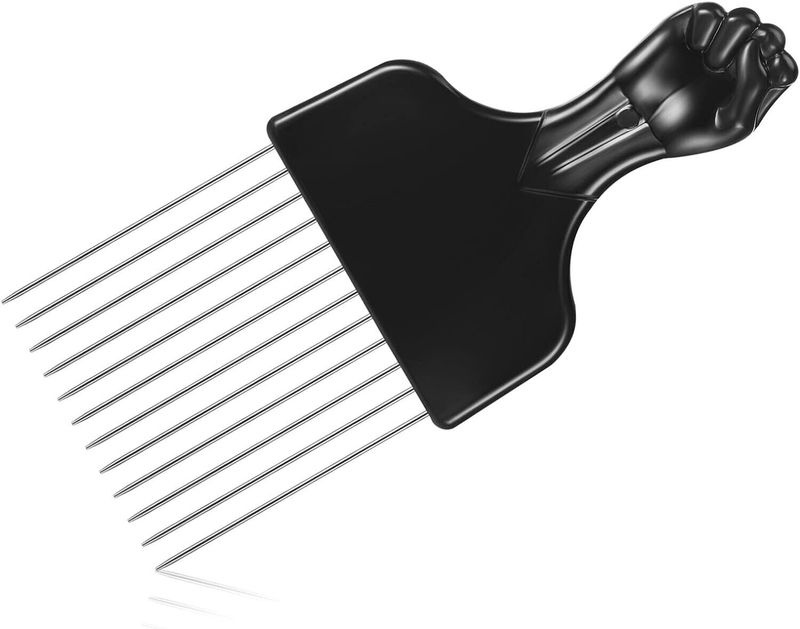 Afro Comb With Black Fist Metal Plastic African Hair Professional Styling Comb_voghion.com