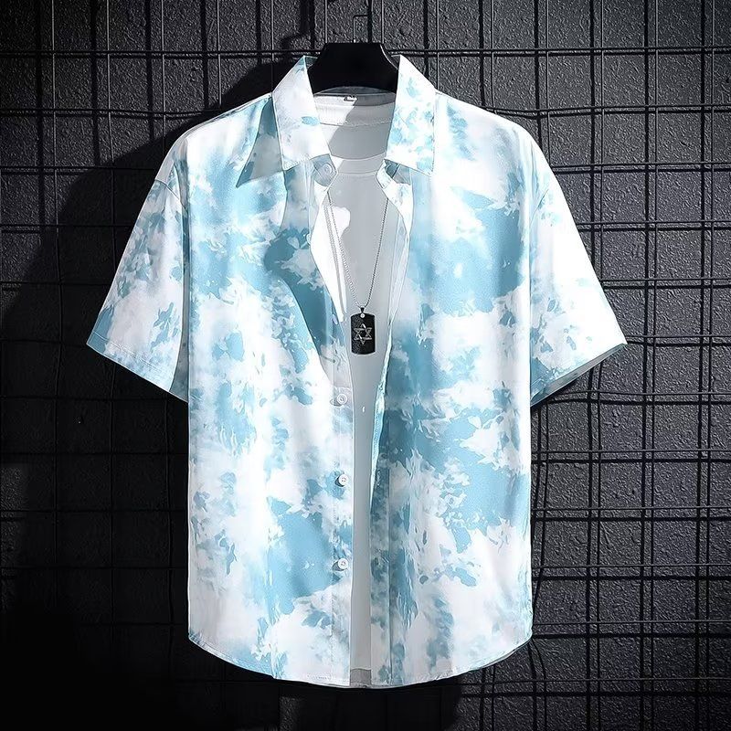 Herrenbekleidung Lockeres Kurzarmhemd mit Blumenmuster Herren-Strandhemd im Hawaii-Thai-Stil im japanischen Stil Ins Hübsche trendige Oberteile_voghion.com