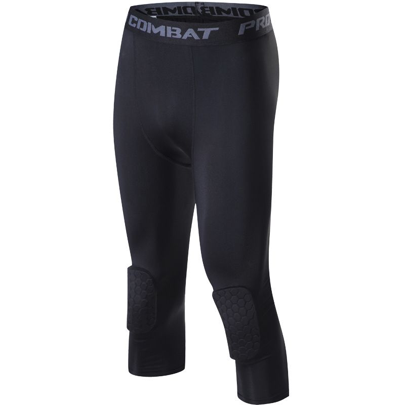 Men's clothing Sports leggings Honeycomb knee brace brace capri Fitness running basketball high bounce_voghion.com