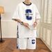 Men's Clothing shorts suit men's summer large size printed half-sleeved T-shirt men's suit with handsome and cool sportswear_voghion.com