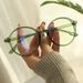 Unisex Transparent Art Round Frame Glasses Frame Female Anti-blue Net Red Flat Light Mirror_voghion.com
