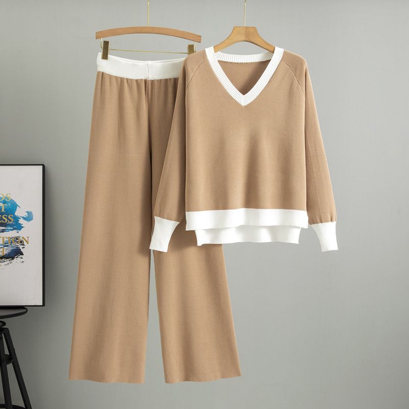 Modieus damespak Nieuwe losse casual trui Pullover Tweedelige set_voghion.com