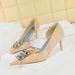 6168-AK58 Banquet Women's High Heel Hand Scratch Pattern Wrinkled Fabric Shallow Mouth Pointed Toe Side Hollow_voghion.com