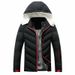 Winter zipper pocket youth casual zipper detachable collar fit brown spot thickened solid color jacket_voghion.com