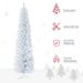 7' Snow Flocked Artificial Pencil Christmas Tree, Slim Xmas Tree With Realistic Branches And Plastic Base Stand For Indoor Decoration, White_voghion.com