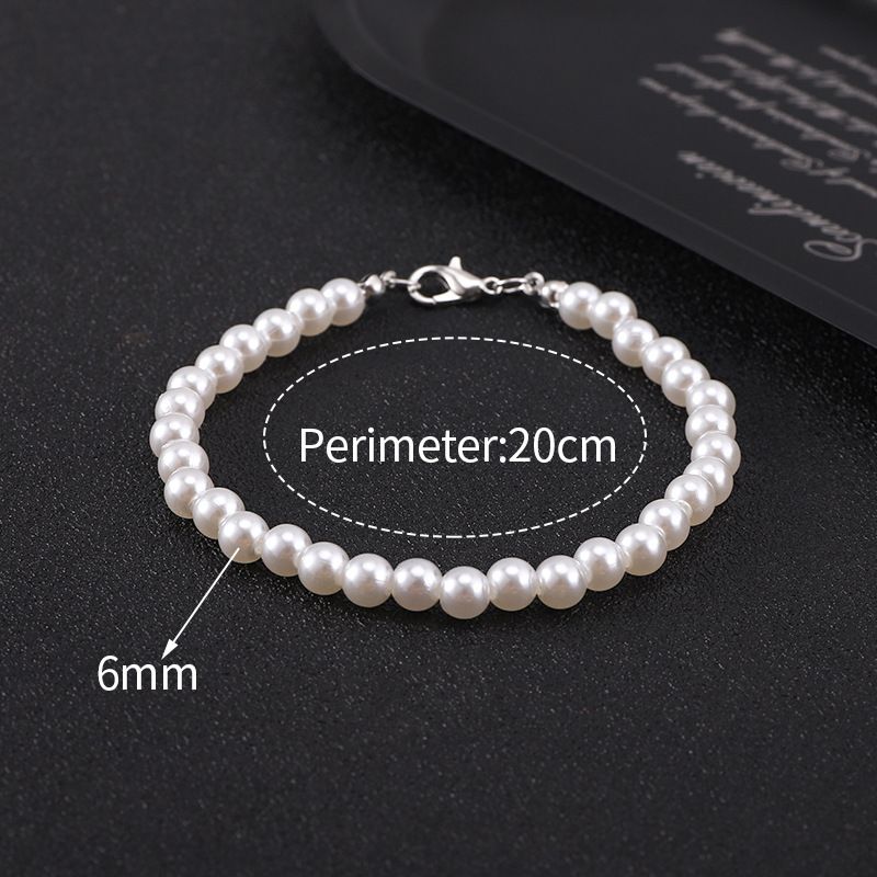 Single Layer Men's Circular Beaded Collarbone Chain Pearl Necklace_voghion.com