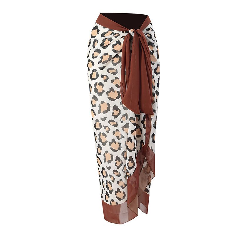 Vacation Suit Swimsuit Women Retro Digital Printed Multicolor Chiffon Skirt_voghion.com