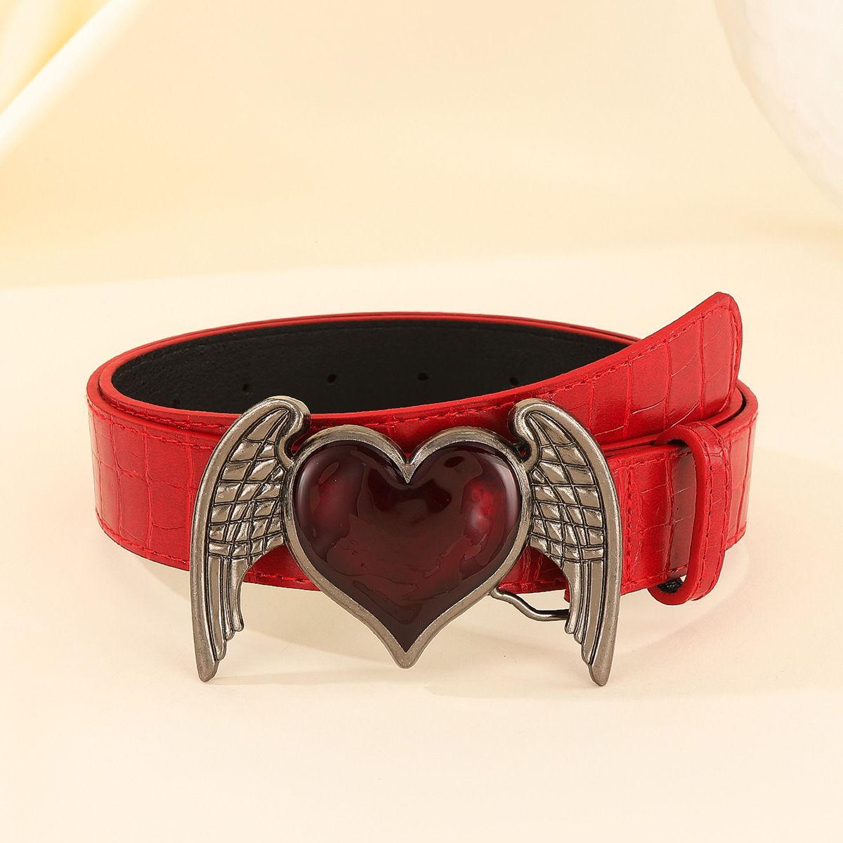 2024 New Wine Red Love Wings Y2K neetivöö ja rihm, naissoost virsiku südamega kauboi isikupärastatud hiphop_voghion.com