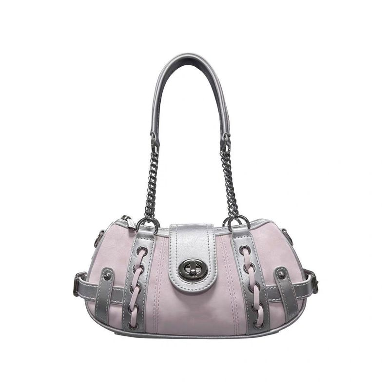 2025 Summer New Original Niche Millennial Hot Girl Dopamine Patchwork Chain Handbag Shoulder Crossbody Underarm Bag_voghion.com