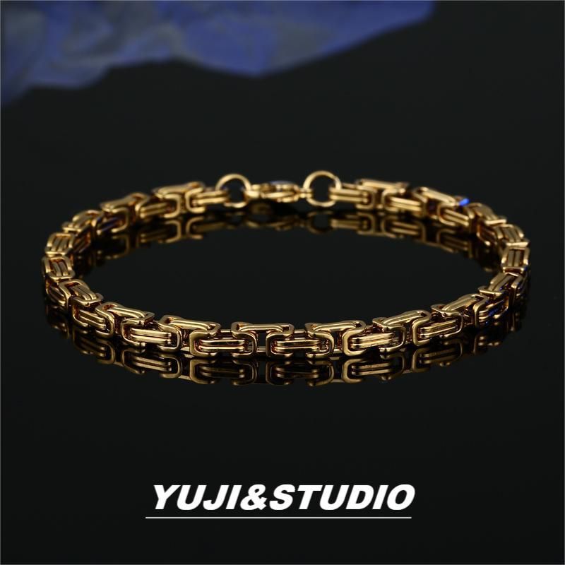 Fashion Hip Hop Stainless Steel Imperial Chain Byzantine Necklace Titanium Steel Jie Chain Men's Room Steel Color Neck Chain_voghion.com