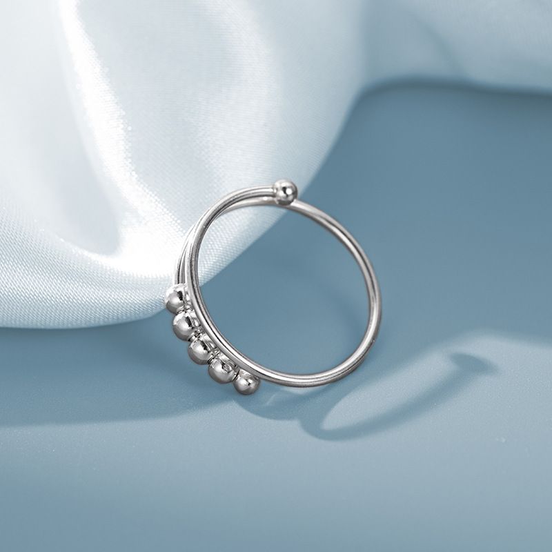 Bague rotative à double couche en argent S pour femme, anti-anxiété, décompression et index avec vent froid_voghion.com