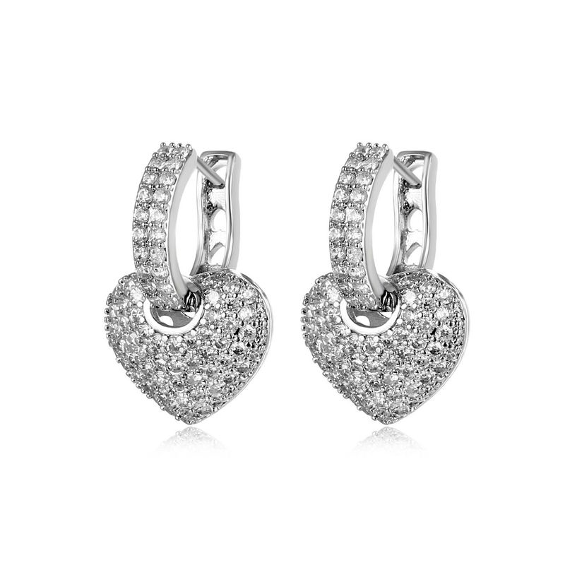 Heart-Shaped Zircon Diamond Earrings Hong Kong Style Film Earrings Women's Zircon Peach Heart Earrings_voghion.com