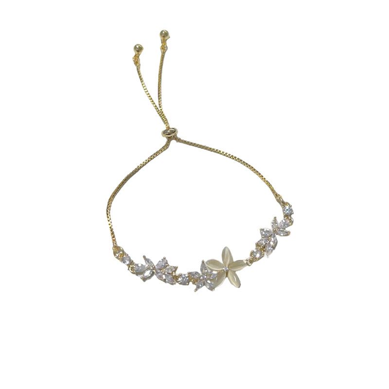 Leichte Luxusmode Süße Zirkon Katzenauge Blume Zugschnur Armband Persönlichkeit Vielseitig Super Glänzender Handschmuck_voghion.com