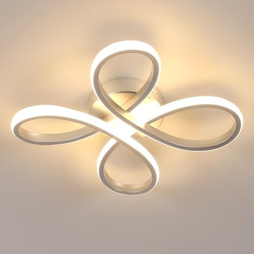 GOECO LED-Deckenleuchte mit Blumenmuster, silberfarben, 30 cm, warmes Licht, 30 W, ideal für moderne und minimalistische Dekoration_voghion.com