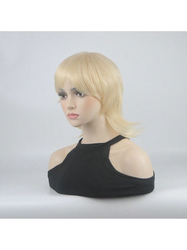 Parrucche bionde corte Parrucca per capelli cosplay a strati sintetici resistente al calore da donna per uso party_voghion.com