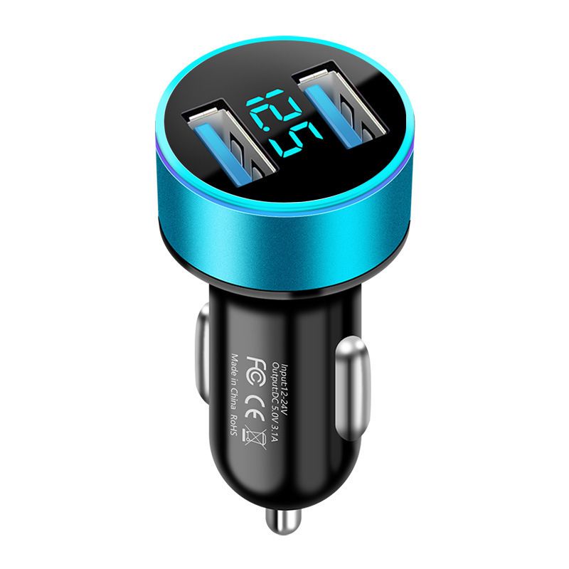 Adattatore per caricabatteria da auto con doppia porta USB - Ricarica rapida 2,4 A, mini convertitore di potenza per presa accendisigari per iPhone, Android, iPad_voghion.com