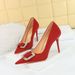 3265-K6 Fashion Banquet High Heels With Thin Heels, Shallow Mouth, Pointed Satin Metal Rhinestone Button Single Shoes_voghion.com