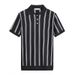 Casual Versatile Contrast Color Striped Short Sleeved Polo Shirt Ice Silk Retro Old Money Style Knitted Lapel T Shirt For Men_voghion.com