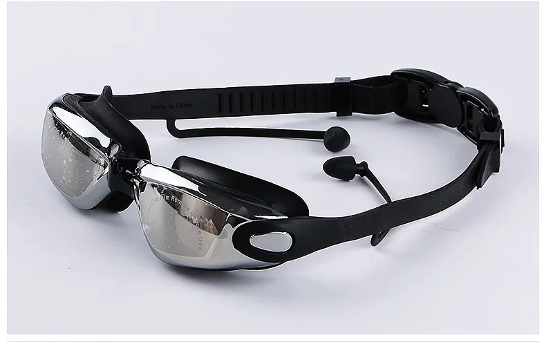 Savienoti ausu aizbāžņi, galvanizētas pretaizmiglošanas jaunas silikona brilles pieaugušajiem, ūdensnecaurlaidīgas tuvredzības peldēšanas brilles_voghion.com