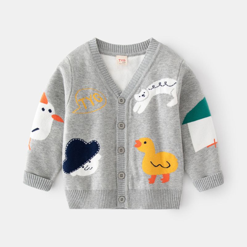 Winter Sweater Boys Girl New Cardigan Buckle Jacket Children Clothes Baby Knitwear Double-layer Cotton Kid Boys Sweaters_voghion.com