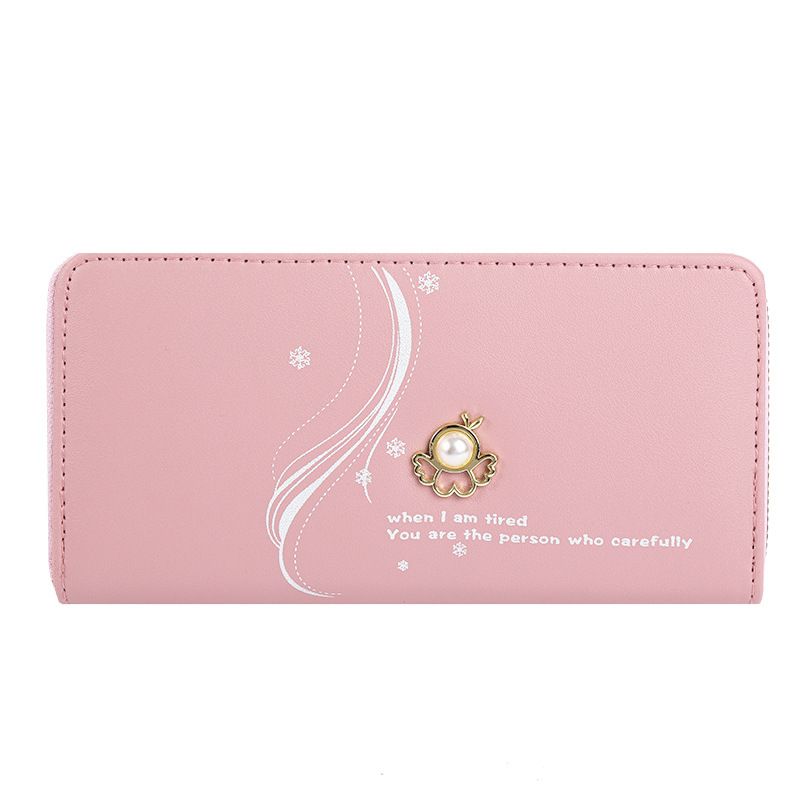 Women's Wallet Card Cases Double Layer Zipper Long Wallet Women Large Capacity Wrist Clutch Pearl Print Mobile Phone Bag_voghion.com