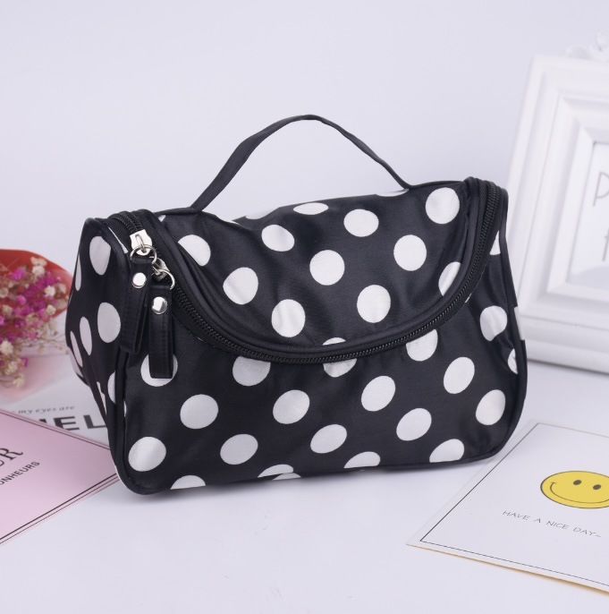 Neceser de mano pequeño y transparente con lunares, estilo coreano, para viaje, maquillaje y artículos de aseo_voghion.com