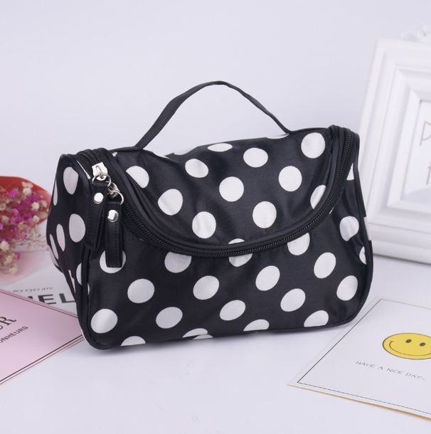 Neceser de mano pequeño y transparente con lunares, estilo coreano, para viaje, maquillaje y artículos de aseo_voghion.com