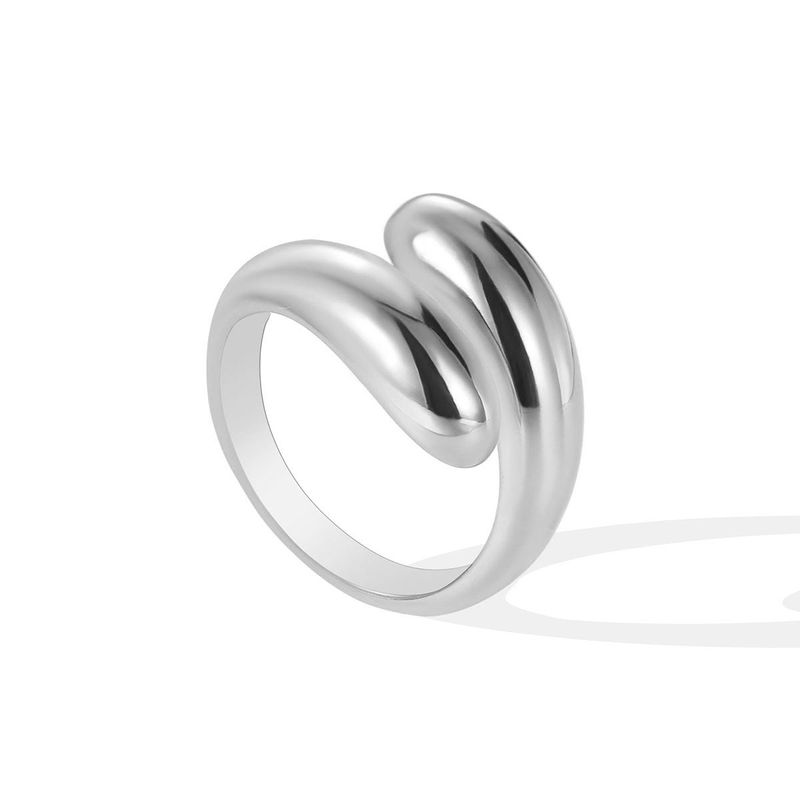 Cold Style Three Colors Optional Water Drop Polished Ring Female Adjustable Live Ring_voghion.com