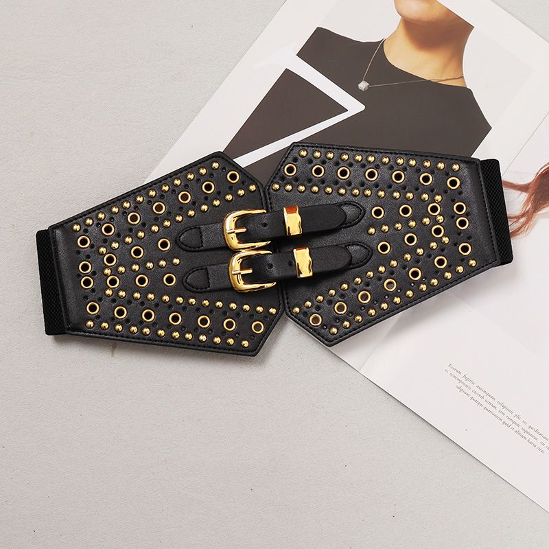 American Style Rivet Wide For Women Decorative With Dress Coat Jacket Waist-Cinching Suit Versatile Punk Belt_voghion.com