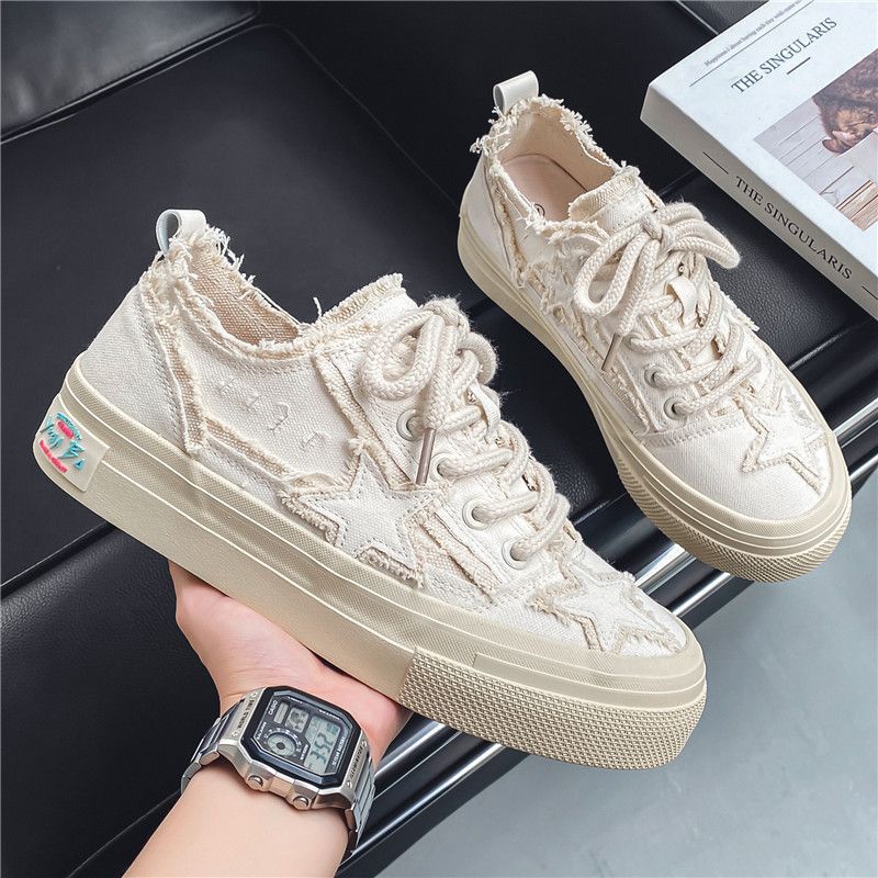 Eine Generation von Retro-altmodischen Stars mit dicken Sohlen Sneakers Internet Celebrity Hot Style Casual Canvas Schuhe Herren_voghion.com