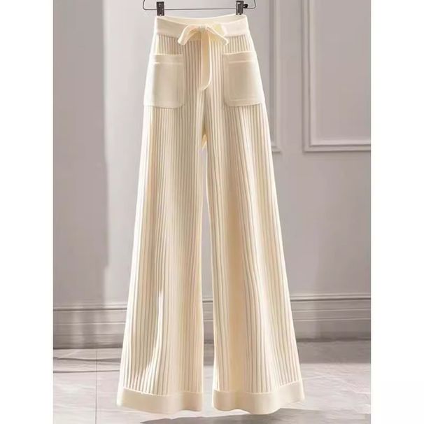 Damenbekleidung Herbst und Winter Elegantes Strick-Zweiteiler-Set für Damen – Lässiges Büro-Outfit für Herbst und Winter mit Schleifengürtel und Faltendetails_voghion.com