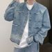 Distressed Raw Edge Denim Jacket For Men – Vintage Washed Loose Fit High Street Style, Retro Gradient Casual Coat_voghion.com