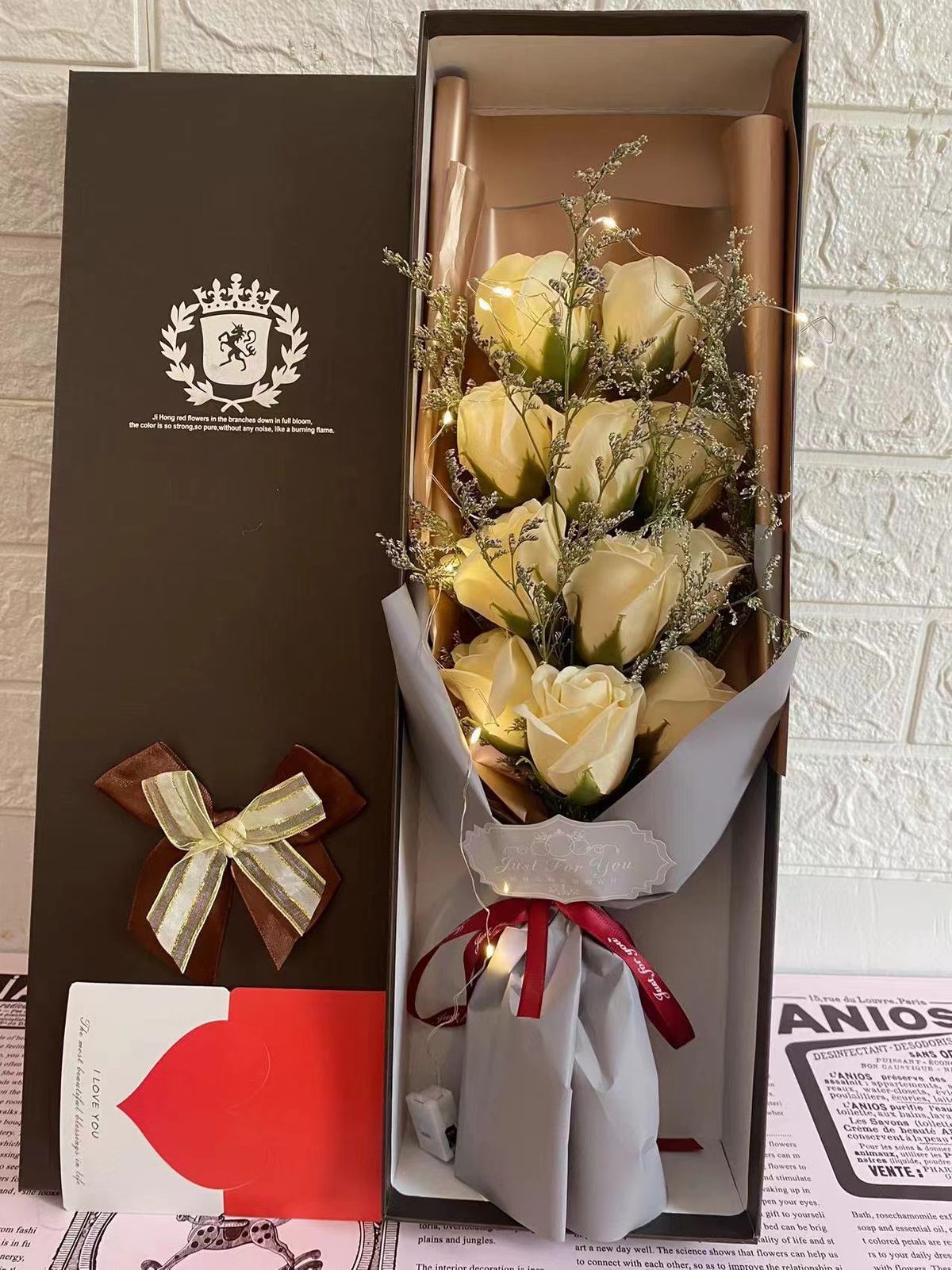 Simulation ewiger Liebe Geburtstagsgeschenkbox mit künstlichen Rosen, Valentinstagsblumen, Liebesrose 520, Freundin_voghion.com