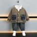 Outfit primavera autunno 2025 Nuovi vestiti alla moda per bambini con colletto rovesciato e patchwork di denim per ragazzi casual_voghion.com