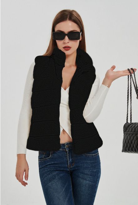 Damen-Weste aus Kunstfell im Herbst und Winter, schlanke Mode-Fellweste_voghion.com