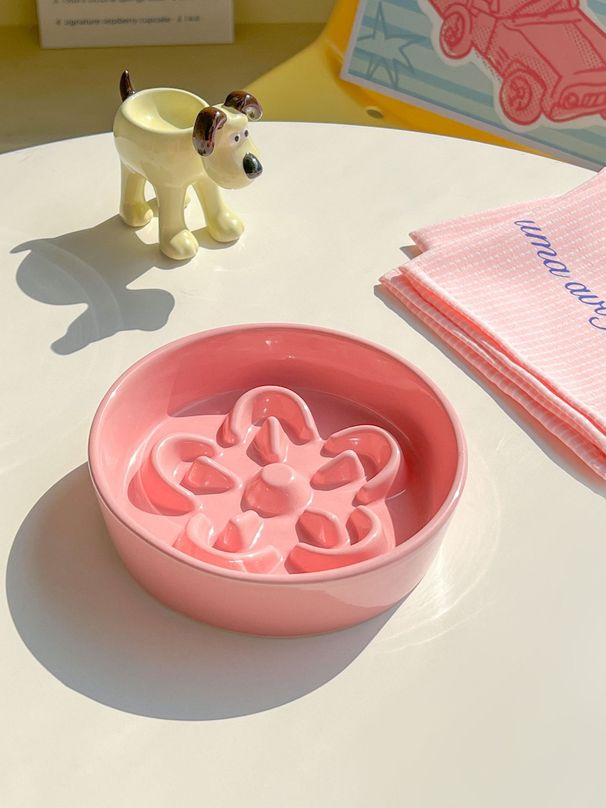 Koreanischer Keramik-Futternapf mit Blumenmuster, Anti-Erstickungsgefahr für Hunde und Katzen (verhindert Schwarzkinn)_voghion.com