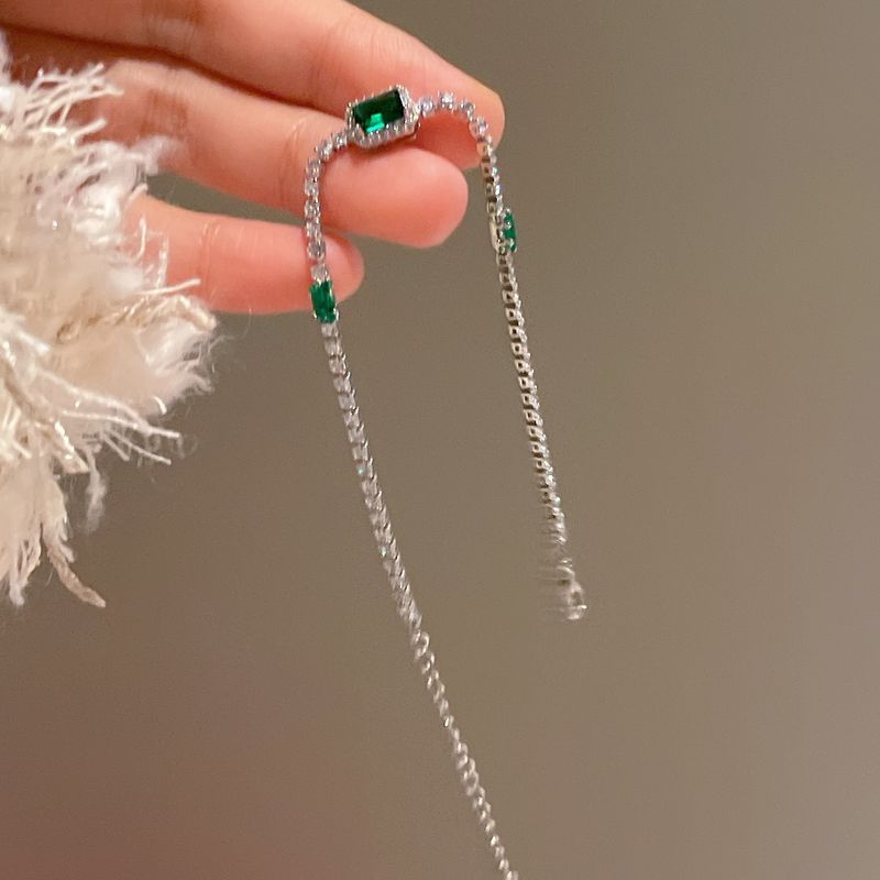 Unisex Full Dia Sparkg Square Exquisite Ins Style Elegant Summer Lobster Clasp Bracelet_voghion.com