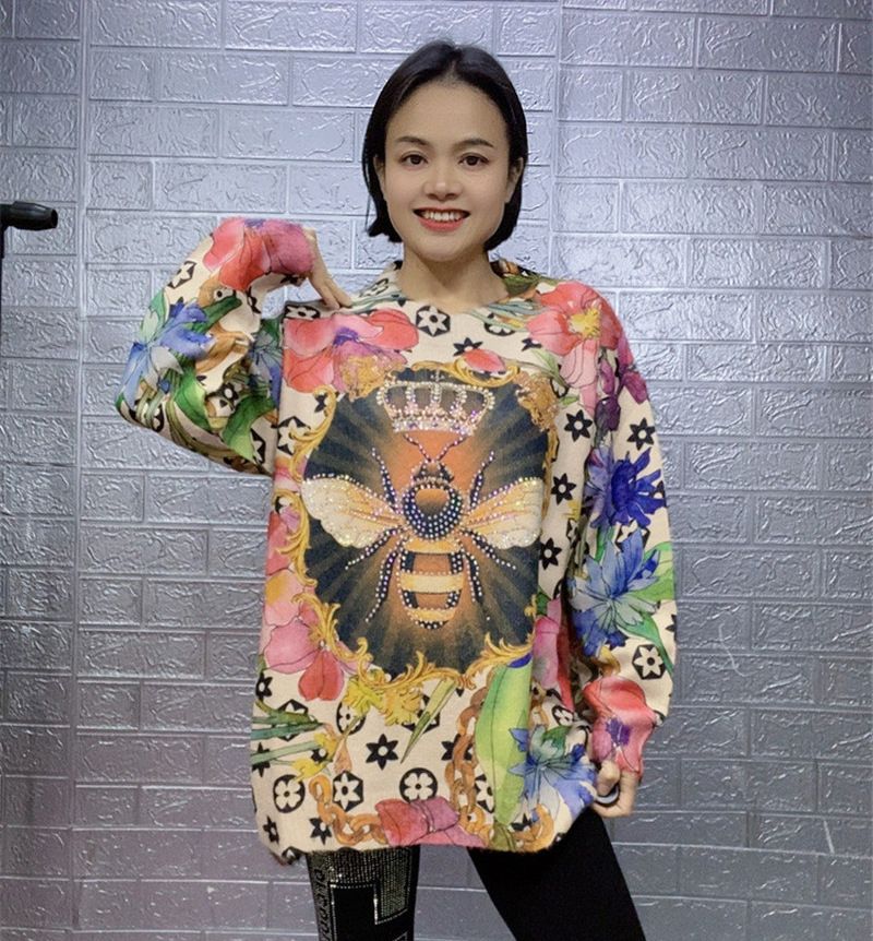 Maglione stampato per donna, girocollo in pelliccia di visone autunno e inverno, camicia con fondo_voghion.com