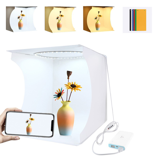 31cm Tabletop Shooting Light Box Photography Studio Kits Dimmable Desktop Photo Studio Tent Led Lights Softbox Lightbox_voghion.com