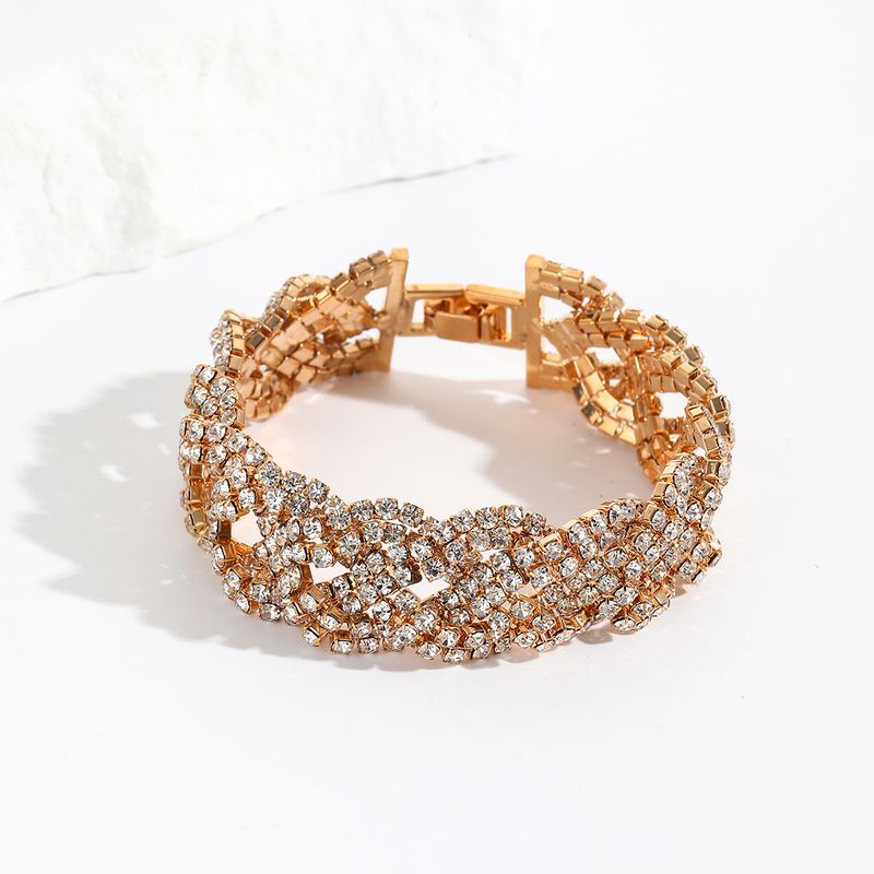 Bracciale rigido di alta qualità con chiusura in rame e strass in vetro intrecciato_voghion.com