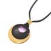 1 Collana con pendente a cerchio color nero e oro, versatile gioiello di alta gamma, catena per maglione autunnale e invernale_voghion.com