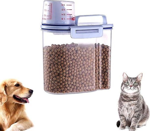 Airtight Pet Food Container, Dry Food Container With Measuring Cup, Cat Dry Food Container, For Pet Food, Pasta, Cereals, Rice, 1.5 L(6.10x4.33x8.66i_voghion.com