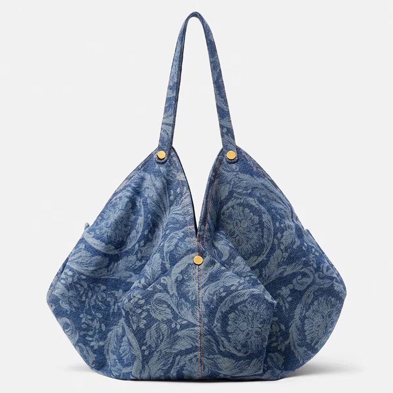 New Spring/Summer 2025 Casual High-end Embroidered Laid-back Style Denim Large-capacity Ladies' Handbag, Fashionable And Versatile, Casual And Daily_voghion.com