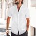 Kurzarm-Button-Down-Hemd aus Leinen für Herren – Atmungsaktives Freizeithemd für den Sommer mit Brusttasche, bequem und stilvoll für den Alltag_voghion.com