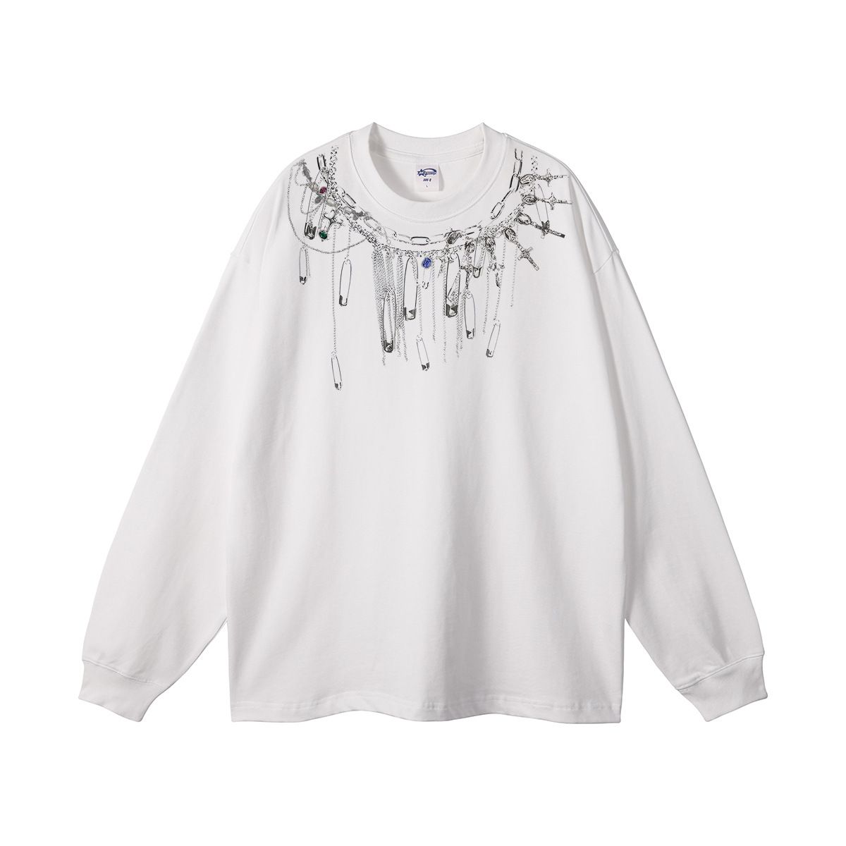 305G Printing Street Trend Chain Printing Base Long Sleeve_voghion.com